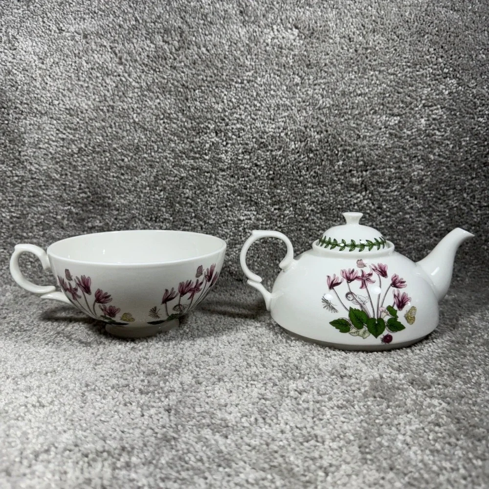 Portmeirion Botanic Garden Individual‎ Teapot Cup Tea for One Set Porcelain 12oz